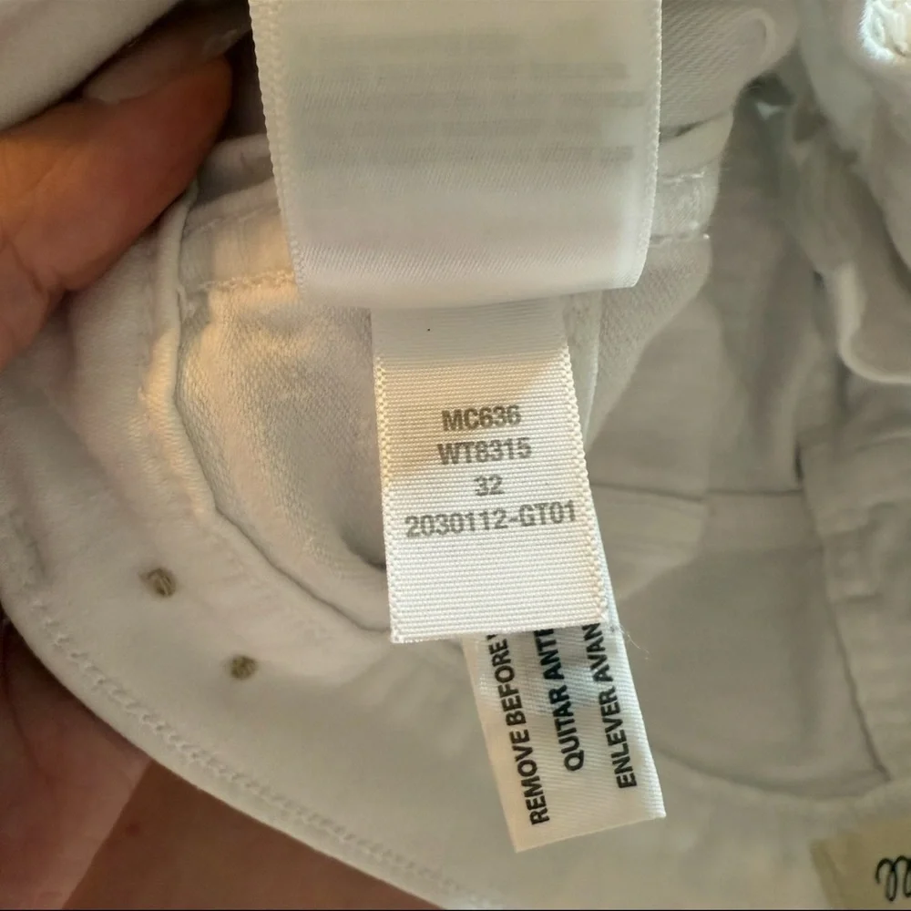 Madewell Stovepipe Pure White Jeans Size 32